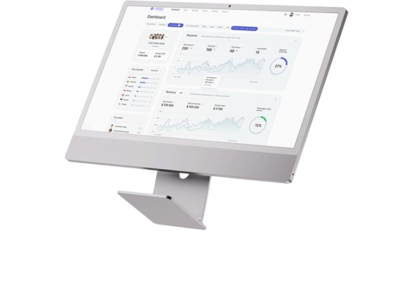 Laptop displaying CRM dashboard